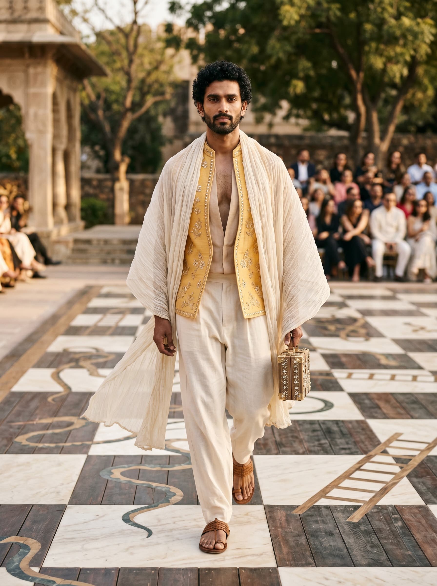 2026 menswear visual forecast showing Indian-influenced global dandyism.