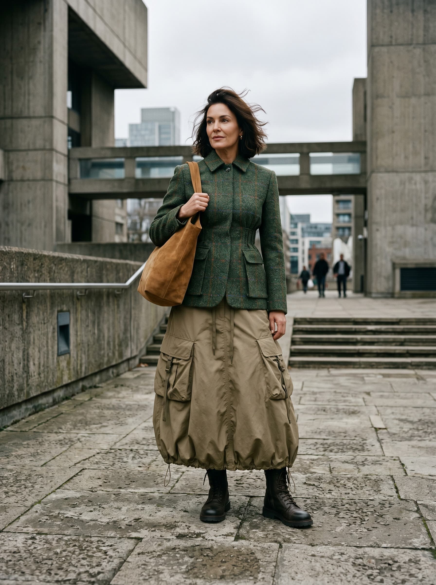 Fashion editorial visual forecast of Refined Utility and the Technical Rainproof Aesthetic.