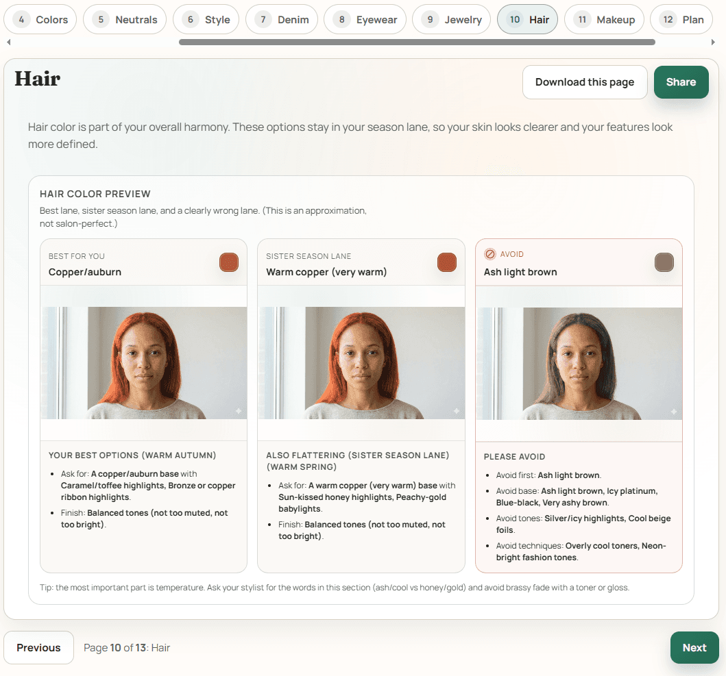Hair color simulation preview
