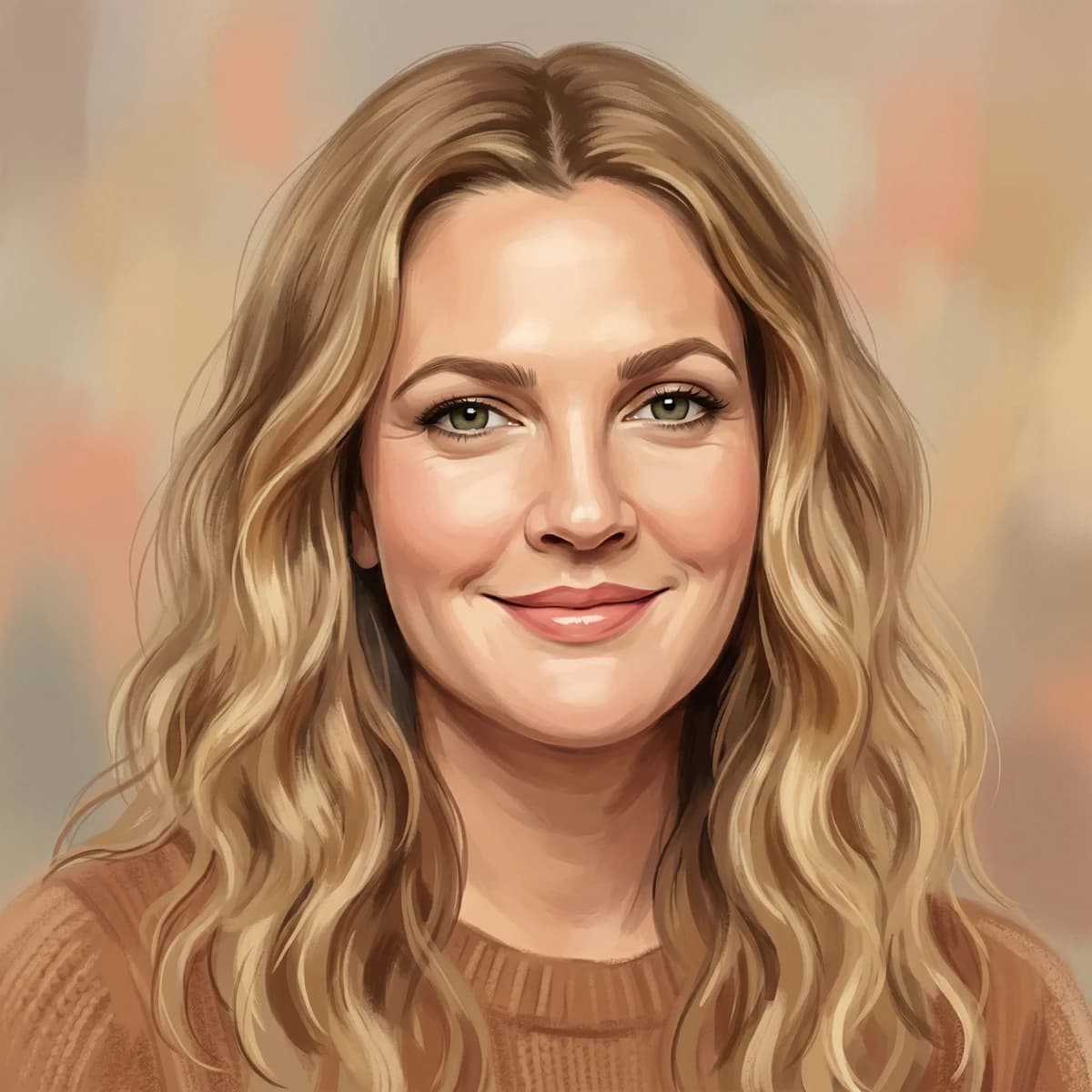 Season-aligned style icon portrait in warm cinnamon and sand tones