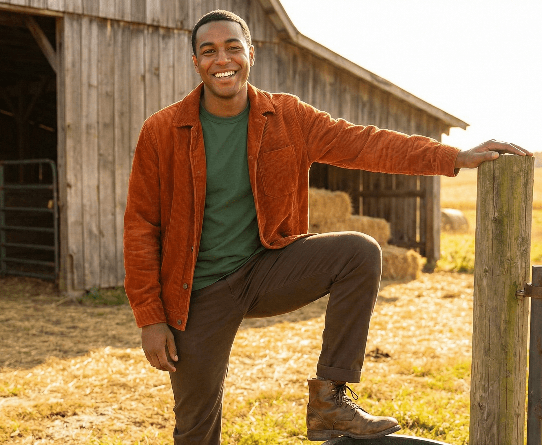 The same man styled in colors that complement his complexion.