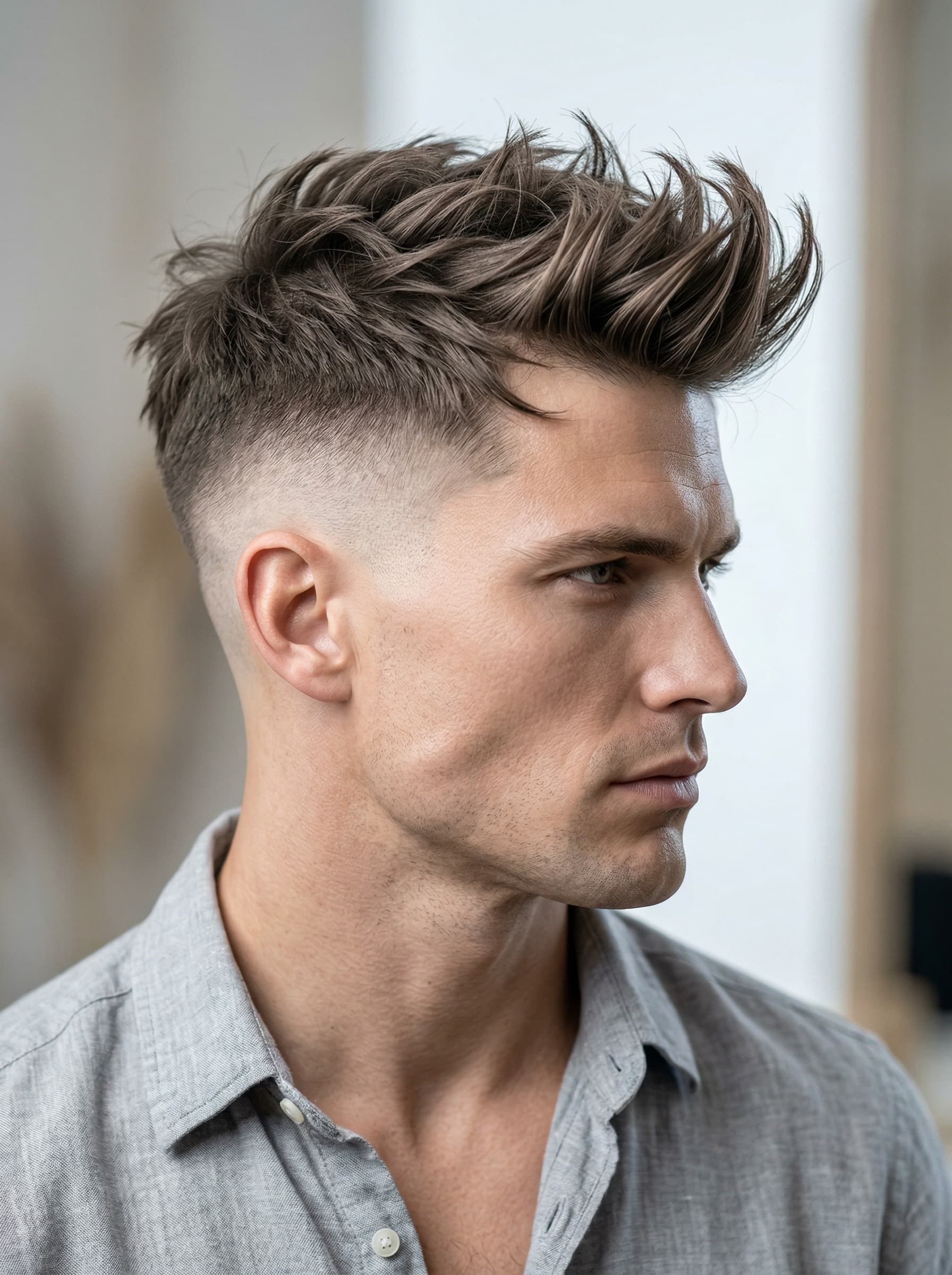Feature illustration of The Textured Quiff with Mid Fade.
