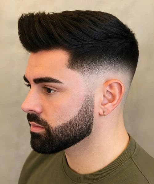 reference image for The Textured Quiff with Mid Fade.