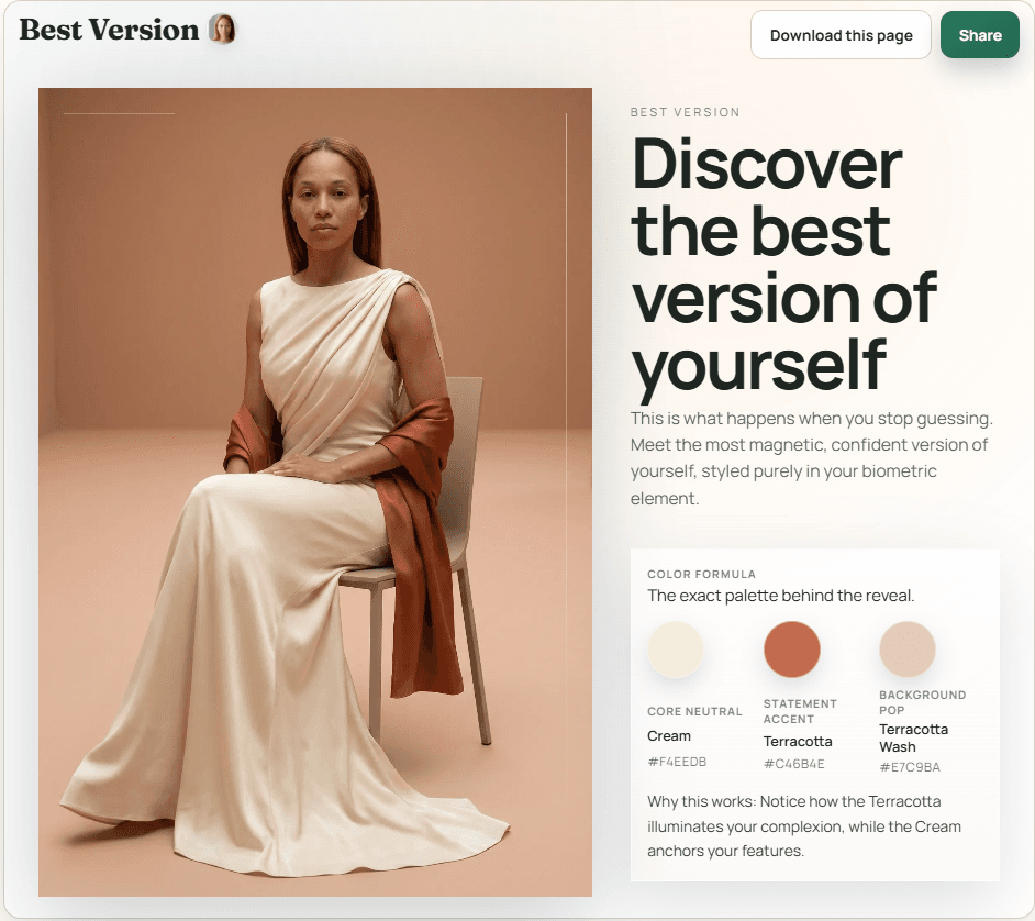 AI-enhanced preview showing a more polished version of the user