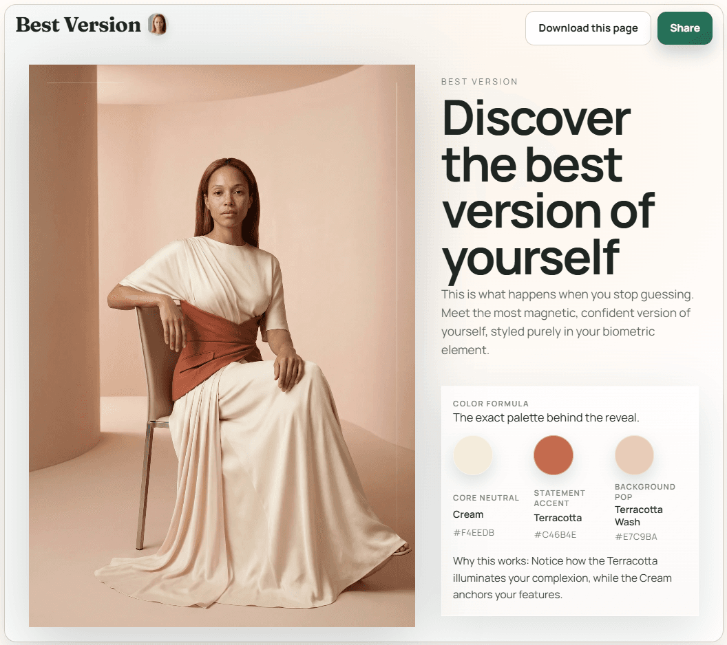 AI-enhanced preview showing a more polished version of the user